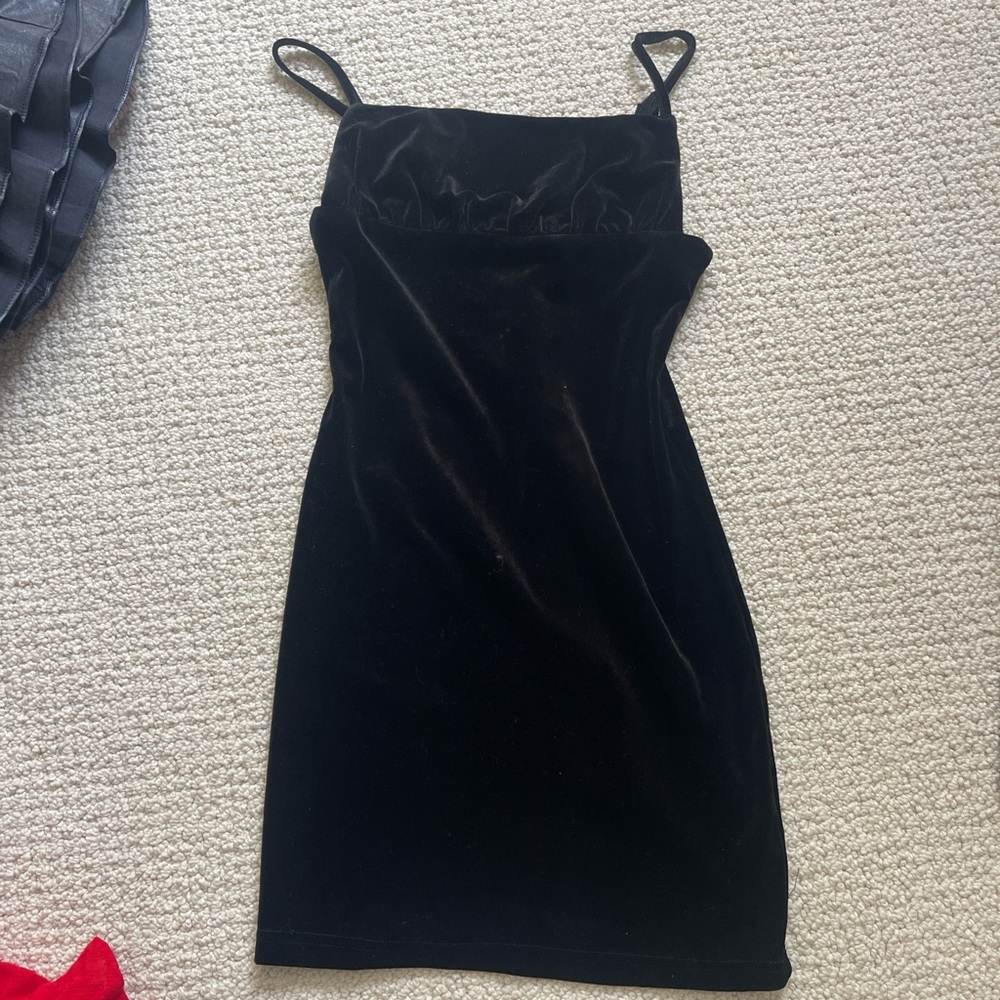 Princess Polly Black Velvet Mini Dress